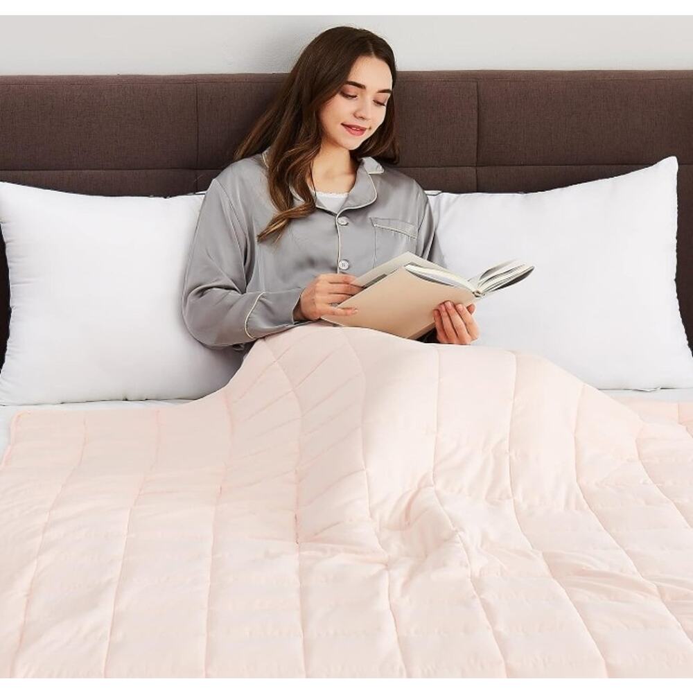 CuteKing Weighted Blanket 15lb 60x80 Pink Adults Glass Beads Open Box New - Picture 6 of 7